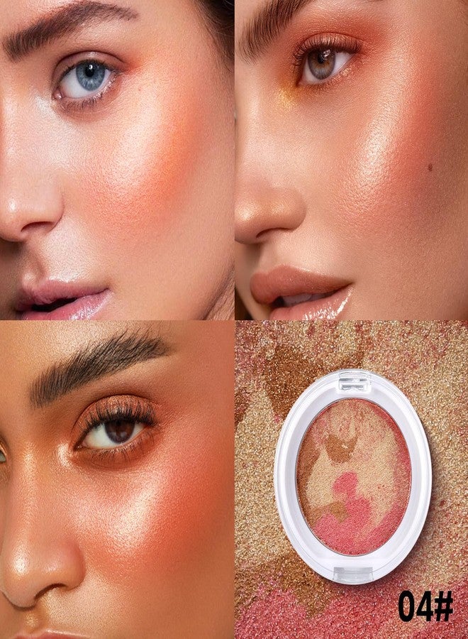 Boobeen Baked Powder Blush, Lightweight Shimmery face Blush for Cheeks, Eyeshadow, Brighten Compact for Face, Create a Radiant, Natural Glowing for All day Wear - Image 2